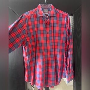 Thomas Dean Red and Blue Checkered Shirt